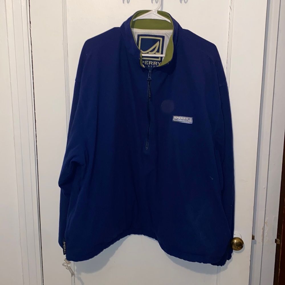 Sperry fleece Topsider half zip pullover sweater with zipper pockets
